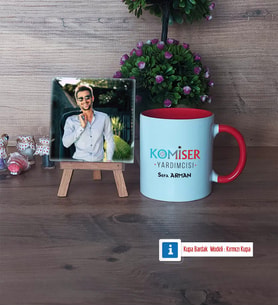 Komiser Yardımcısı Fotoğraflı Dekoratif Taş, Kupa Bardak Beyaz Hediye (Model 2)