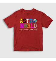 Presmono Unisex Çocuk Beyaz Astroworld V3 Travis Scott T-Shirt 44418tt (Kırmızı)