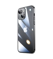 Vendas iPhone 13 Uyumlu ( iPhone 13 ) Pilas Serisi Elektroplated Sert PC Renkli Çerçeveli Silikon Kılıf (Siyah)
