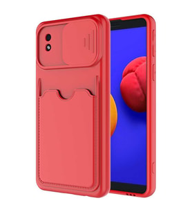 Galaxy A01 Core Kılıf Zore Kartix Kartlık Bölmeli Kılıf (Kırmızı)