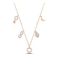 Zirkon Taşlı Sallantılı Şans Kolyesi (Rose)