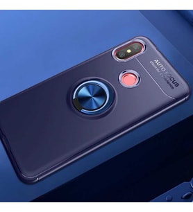 Xiaomi Mi A2 Lite Kılıf Yüzüklü Magnetli Ravel Case (Mavi)