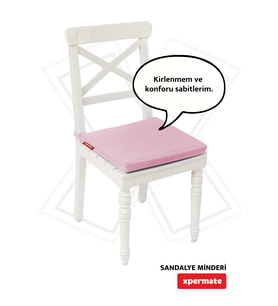 XPERMATE Fermuarlı Sandalye Minderi Su İtici Kumaş 40x40 cm Sünger Sandalye Minderi Bağcıklı (Pembe)