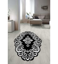 Dijital Baskılı Kaymaz Taban Yıkanabilir Lazer Kesim Salon Halısı Yolluk NLZR-HT-887 (Siyah)