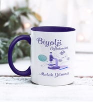 Biyoloji Öğretmeni Tasarımlı Kişiye Özel Kupa Bardak (Lacivert)