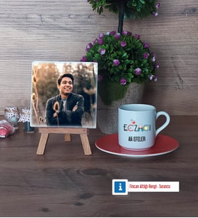 Eczacı Fotoğraflı Dekoratif Taş, Ahşap Altlıklı Türk Kahvesi Fincanı HediyeEczacıya Hediye Eczacılar Günü Hediyesi (Model 8)