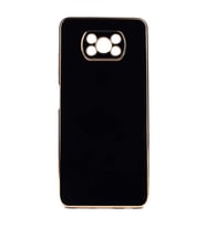 Xiaomi Poco X3 Kılıf Kenarları Gold Kamera Korumalı Renkli Pastel Silikon Açık Yeşil BARK (Siyah)