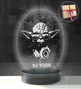 Star Wars Sevenlere Özel Dj Yoda 3D Modelli Gece Lambası Hediyesi (Beyaz)