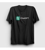 Presmono Unisex Beyaz Logo Ai Chatgpt Yapay Zeka T-Shirt 442370tt (Siyah)