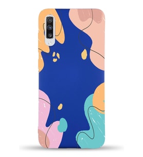 PrintiFy Samsung Galaxy A70 Uyumlu Lansman Kılıf Karışık Renkler Tasarımlı İçi Kadife Kapak (Lacivert)