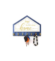 CajuArt Dekoratif Üçgen Ahşap Desenli Keys For Home Anahtarlık (Altın)