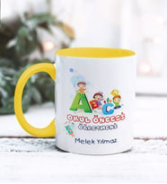 Kişiye Özel Okul Öncesi Öğretmeni Tasarımlı Kupa Bardak (Sarı)