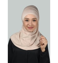 İkili Set Pratik Eşarp Hazır Türban ve Hijab Tesettür Bonesi (Bej)