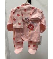 Babyim KIZ ÇOCUK ÇİÇEKLİ 4'LÜ ZIBIN TAKIM (Somon)