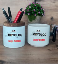 Odyolog Hediye Sepeti Kupa Bardak T Kulplu, Kalemlik Hediyeleri Tıp Bayramı Hediyesi (Model 6)
