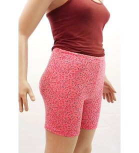 Çiçekli Baayan Likralı Şort (Pembe)