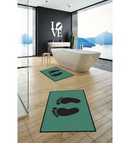 EVDEYA Baskılı Yıkanabilir Sade Ayak İzi Desenli İkili Banyo Halısı Klozet Takımı, KLOZET-21-BEYAZ, (Yeşil)