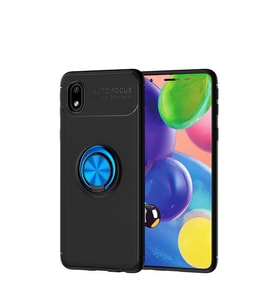 Samsung Galaxy A01 Core Kılıf Yüzüklü Magnetli Ravel Case (Siyah-Mavi)