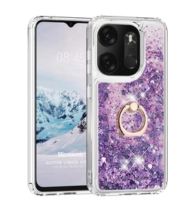 Microsonic TECNO Spark Go 2023 Kılıf Glitter Liquid Holder Pembe (Mor)