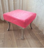 Ayak Ucu Kapı Önü Antre Düz Bench Puf Gümüş Ayak (Pembe)