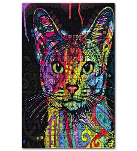 Cakapuzzle Renklerin Dansı Kedi Yüzü Puzzle Yapboz MDF (Ahşap) (500 Parça)