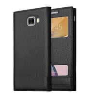 Samsung Galaxy C7 Uyumlu Pencereli Kapaklı Magnum Kılıf (Siyah)
