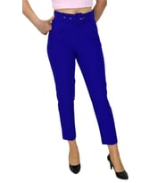 Kadın Kemerli Bilek Pantolon BGL-ST03690 (Saks)