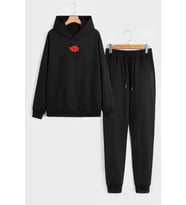 Unisex Ninja Akatsuki Baskılı Eşofman Takımı (Siyah)