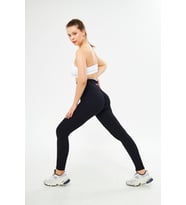 Kalçası Büzgülü Premium Fitilli  Ekstra Push Up Yüksek Bel Esnek ve Toparlayıcı Spor Tayt (Siyah)