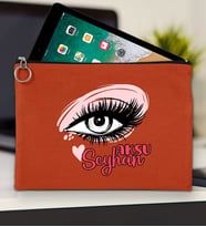 BK Gift Kişiye Özel İsimli-5 Tablet Çantası 30x21cm(12 Renk Seçeneği), Ipad Çantası, Baskılı Tablet Kılıfı (Kiremit)