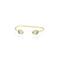 Kadir Jewellery 22 Ayar Altın Kaplama El İşçiliği Zirkon Taşlı Kadın Charm Bileklik (Açık Yeşil)