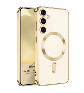 Microsonic Samsung Galaxy S24 Plus Kılıf MagSafe Luxury Electroplate Siyah (Gold)