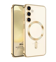 Microsonic Samsung Galaxy S24 Plus Kılıf MagSafe Luxury Electroplate Siyah (Gold)