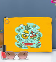 BK Gİft Yaz Temalı-1 Astarlı Portföy Çanta 30x21cm(12 Renk Seçeneği), Baskılı El Çantası, Organizer Çanta (Sarı)