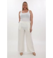 Viscose Büyük Beden Pantalon (Beyaz)