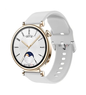 Sneezy Huawei Watch GT4 41mm İle Uyumlu 18mm PureLux Soft Tokalı Silikon Kordon (Beyaz)