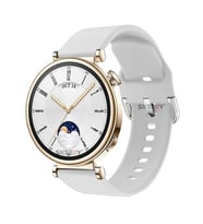 Sneezy Huawei Watch GT4 41mm İle Uyumlu 18mm PureLux Soft Tokalı Silikon Kordon (Beyaz)
