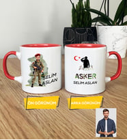 Kişiye Özel Karikatürlü Asker Kupa Bardak Askere Hediye Asker Sevgiliye Hediye (Pembe)