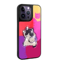 iPhone 14 Pro Max Kılıf Parlayan Kabartmalı İkonik Figürlü Amas Silikon Kılıf (Mor)