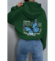 Unisex Kelebek Sırt Baskılı Sweatshirt (Yeşil)