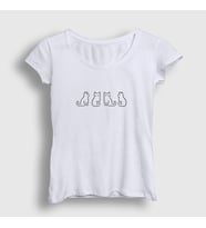 Presmono Kadın Sarı Four Cats Kedi T-Shirt 286378tt (Beyaz)