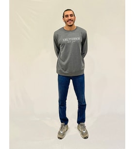 Erkek Bisiklet Yaka Rahat Kalıp 3 iplik Kalın Californıa Baskılı  Sweatshirt SPR24SW32 (Antrasit)
