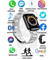 Watch 8 Pro Metal Kordonlu Akıllı Saat 45mm Nfc Özellikli Bt Çağrı Destekli (Gümüş-Siyah)
