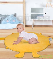 Bebek Oyun Halısı 120 cm  Ponponlu ve Ayaklı (%100 Yerli) (Sarı)