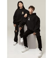 Bugs Bunny Sevgili/Çift/Arkadaşlık 2'li Kapşonlu Sweatshirt Seti (Siyah)