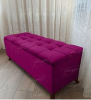Lüks Çizgi Kapitoneli Sandıklı Puf Bench 120 cm CevizAyak (Mor)