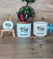 Kral Babam Hediye Sepeti Kupa Bardak T Kulplu, Kalemlik ve Anahtarlık Babaya Hediye Babalar Günü Hediyesi (Model 3)