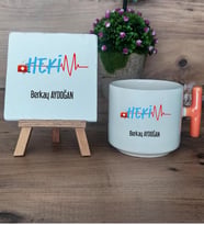 Hekim Hediye Seti Kupa Bardak T Kulplu ve Dekoratif Taş Doktora Tıp Bayramı Hediyesi (Model 7)