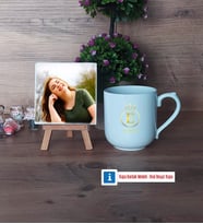 Baş Harf ve İsim Soyisim Fotoğraflı Dekoratif Taş, Kupa Bardak Beyaz Hediye (Model 5)