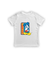 Mickey Mouse baskılı pamuklu penye kumaş yazlık çocuk tişört (Beyaz)